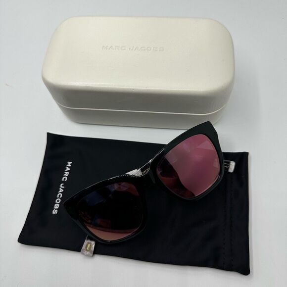 Marc Jacobs Marc 231 Cat Eye Black Glitter Classic Fram Sunglasses Color Lenses - Picture 2 of 13